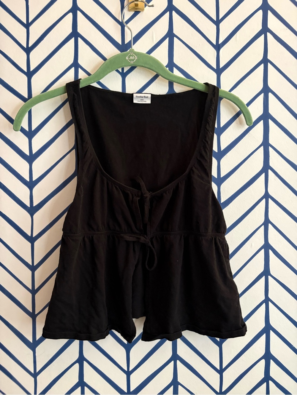 Sunday Best Black Tie-Front Peplum Tank